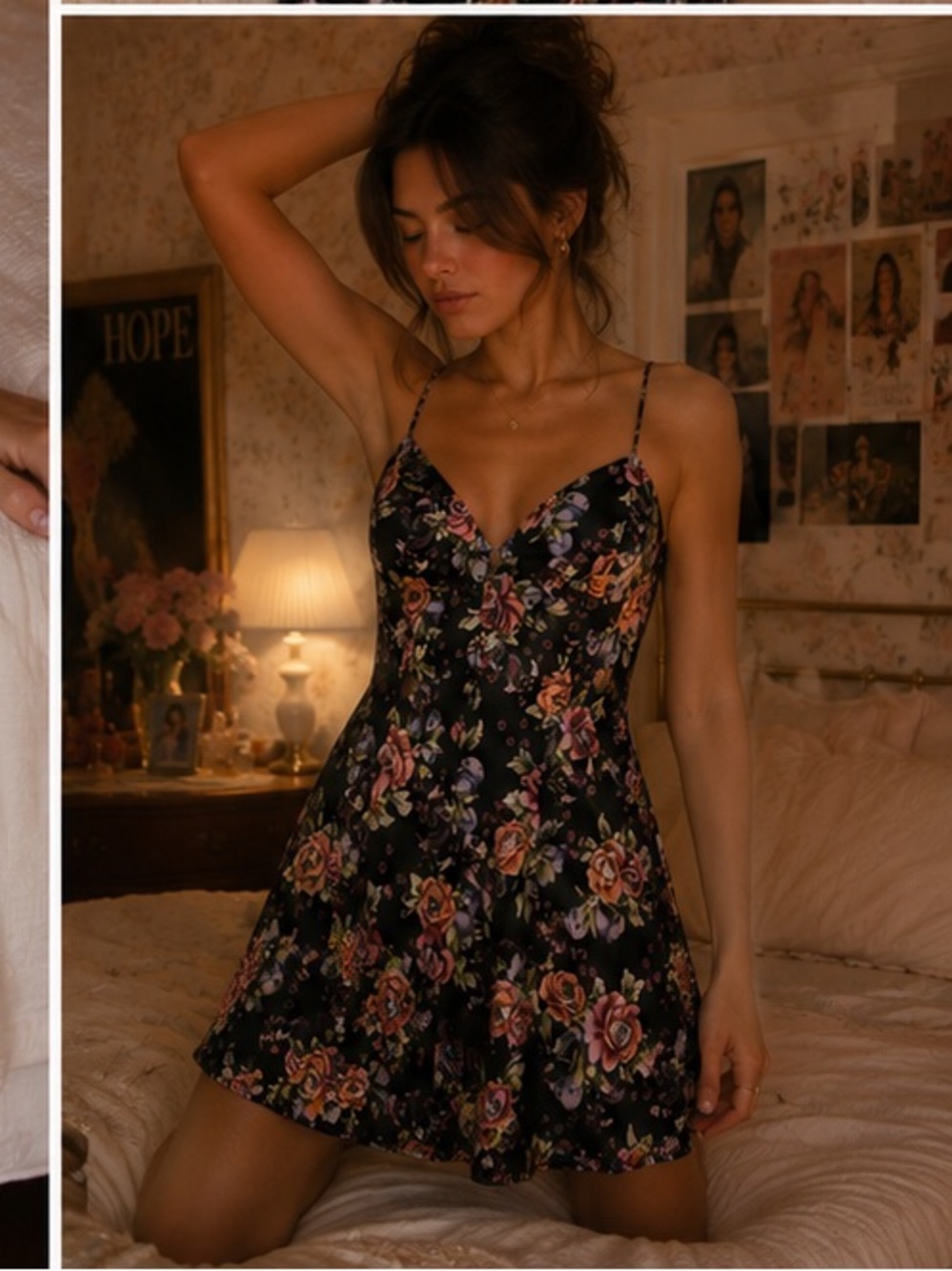 Vintage whimsigoth Victorias Secret satin floral slip dress Gold Label Medium - Picture 4 of 16